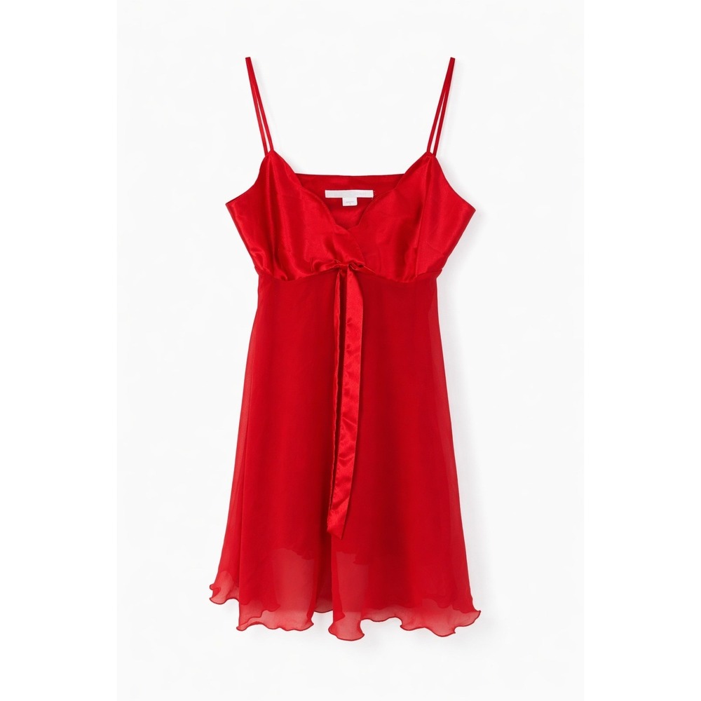 Victoria's Secret Coquette Romantic Red Satin Chiffon Babydoll Lingerie Women‎ L